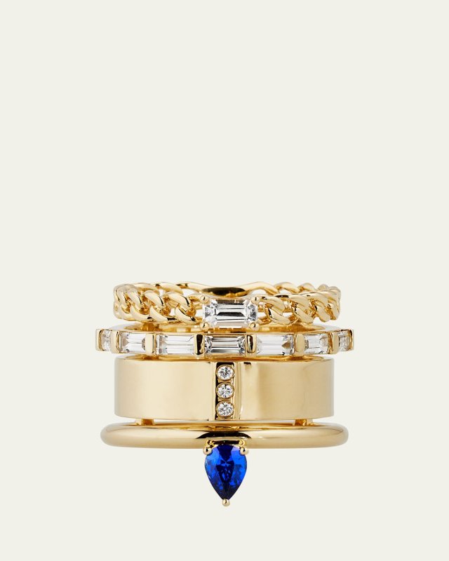 The Type Stacked Ring with Sapphires and Diamonds