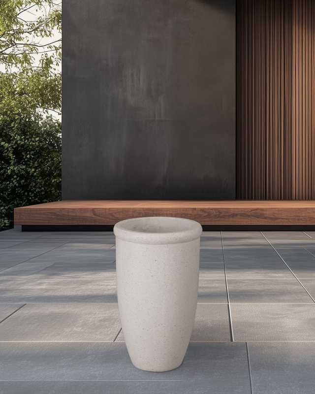 Round Lip Terrazzo White 22" Planter