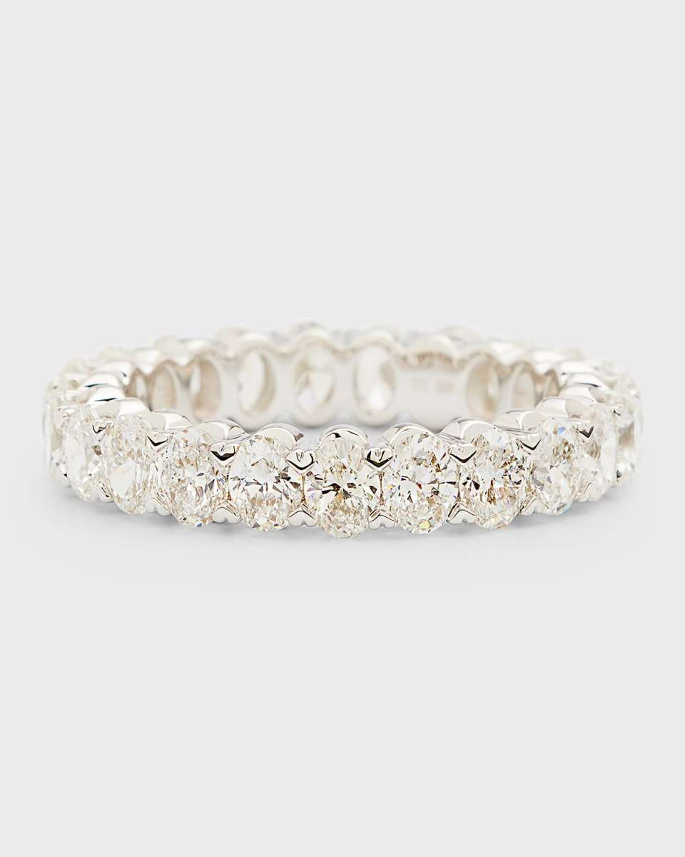 18K White Gold Oval Diamond Eternity Band, 3.0tcw