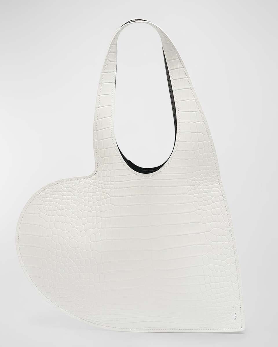 Mini Heart Croc-Embossed Tote Bag