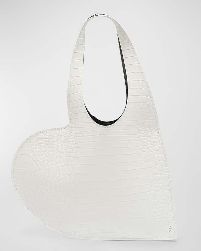 Mini Heart Croc-Embossed Tote Bag