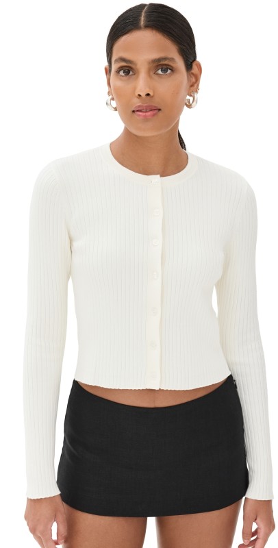 Reformation Joanne Cotton Cardigan Fior Di Latte