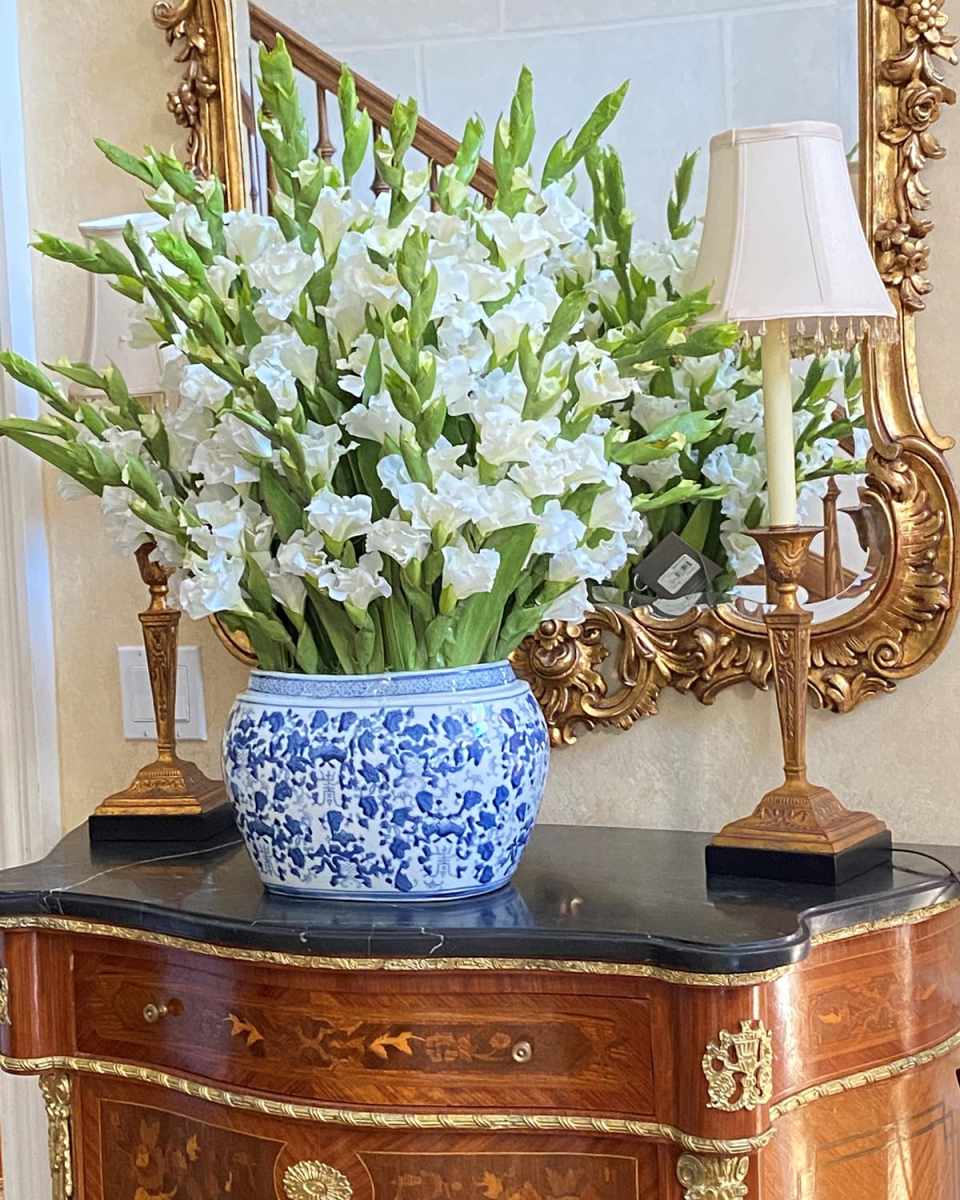 Gladiolus Arrangement in Oval Planter
