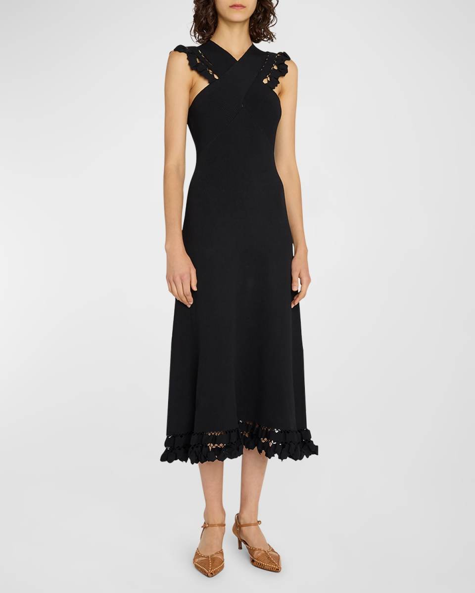 Fiora Sleeveless Embellished Knit Midi Dress