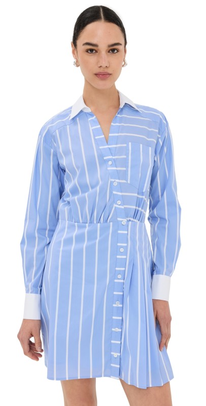 Veronica Beard Poppe Dress Hydrangea/White