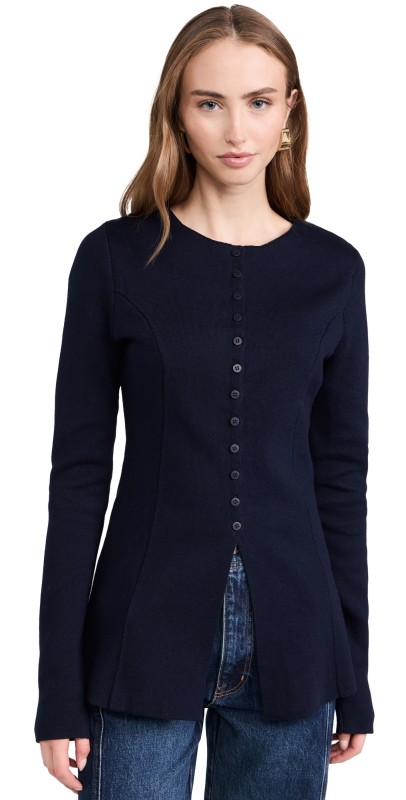 ALIGNE Daphne Waisted Knit Cardigan Navy