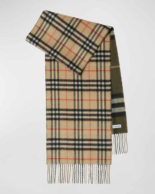 Reversible Green Check Cashmere Scarf