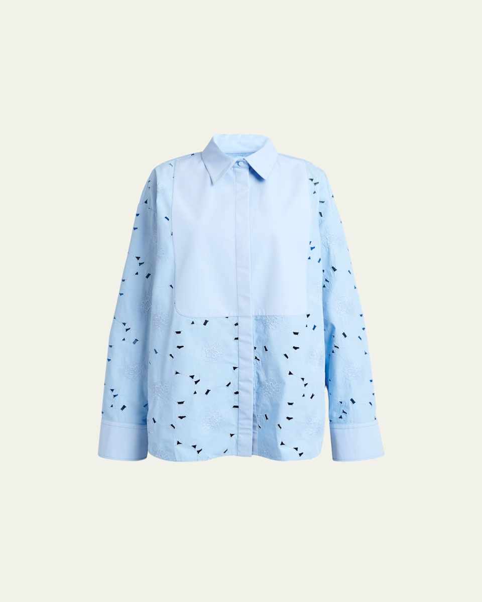 Broderie Poplin Button Up Shirt