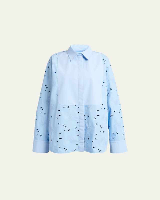 Broderie Poplin Button Up Shirt