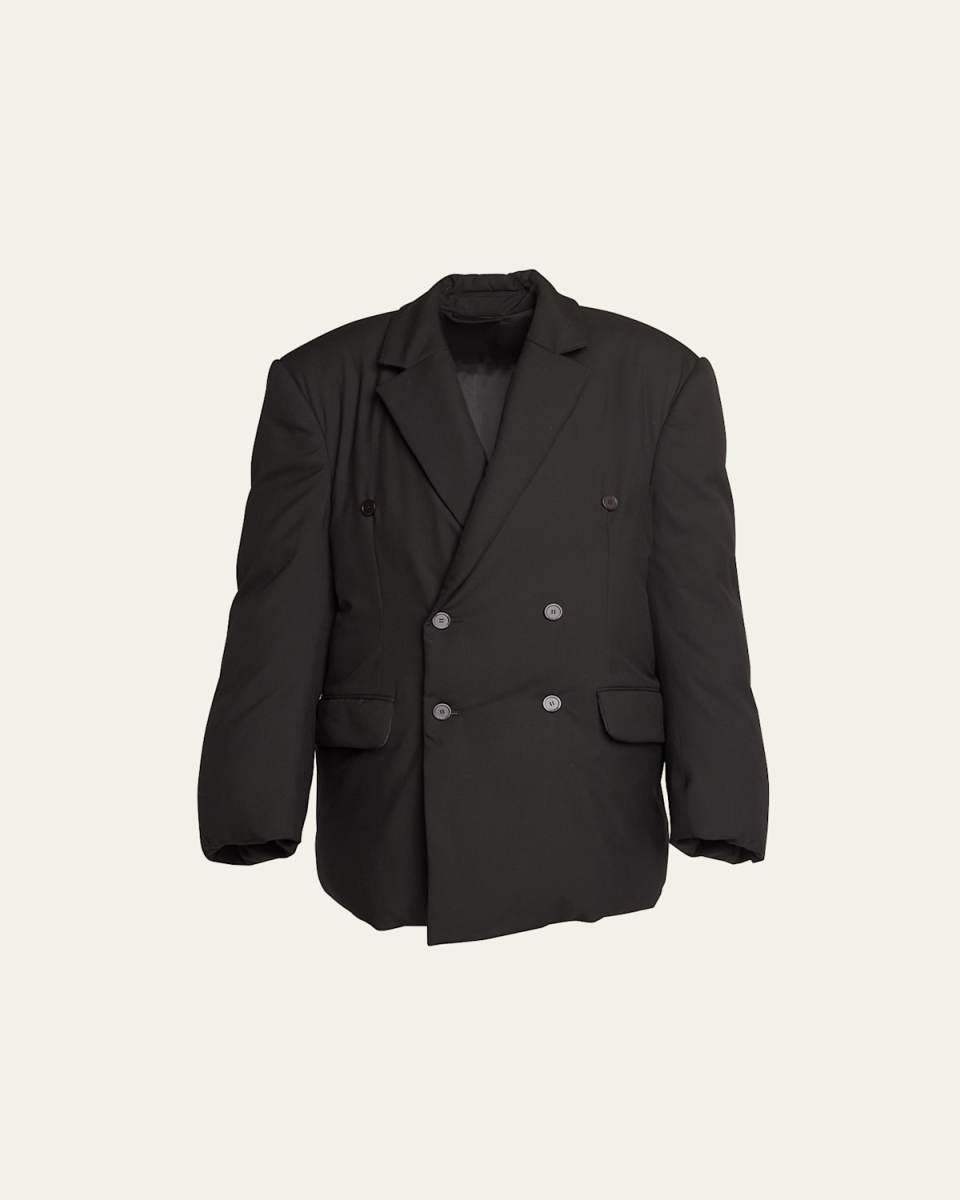 Double-Breast Padded Oversized Wool Jacket