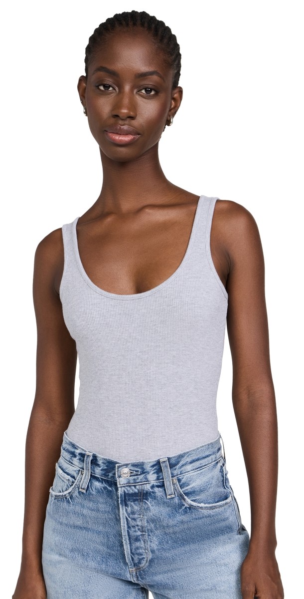 L'AGENCE Nica Scoop Neck Tank Bodysuit Heather Grey