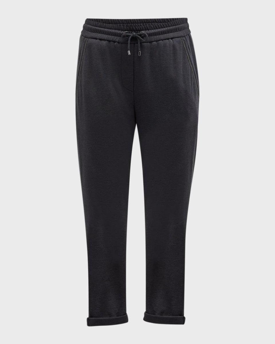 Cotton Silk Joggers with Monili Pocket Tri