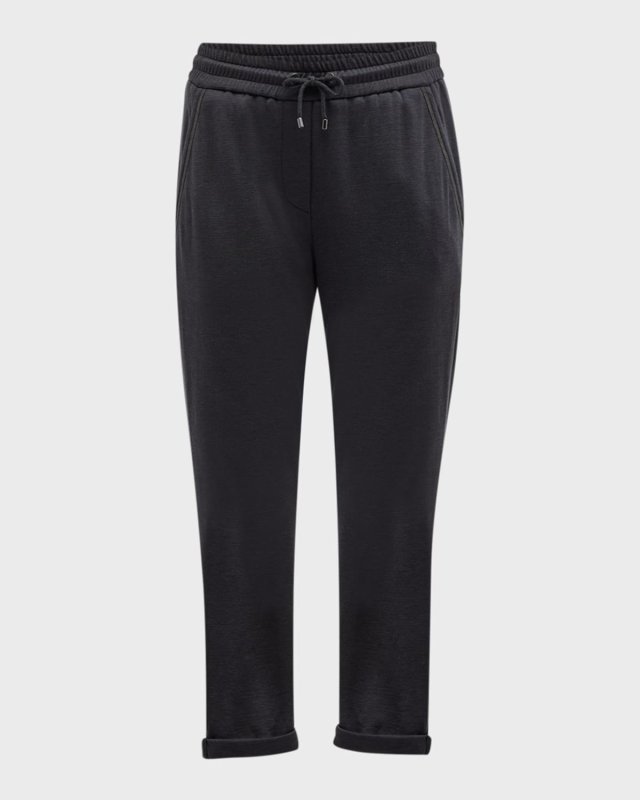 Cotton Silk Joggers with Monili Pocket Tri