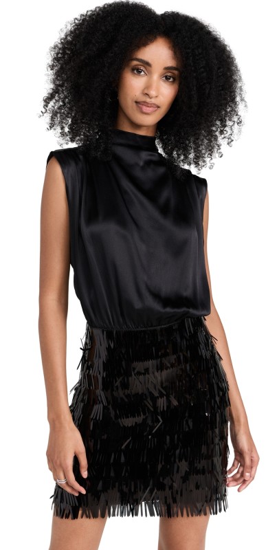 Amanda Uprichard Simran Sequin Dress Black