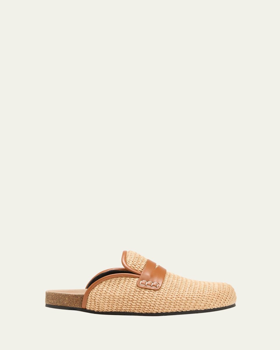 Raffia Penny Loafer Mules