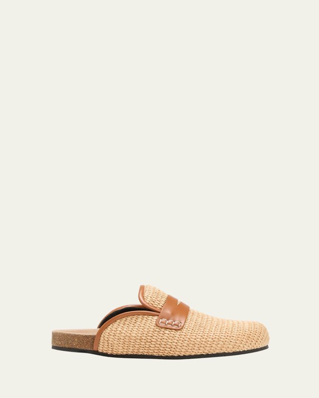 Raffia Penny Loafer Mules