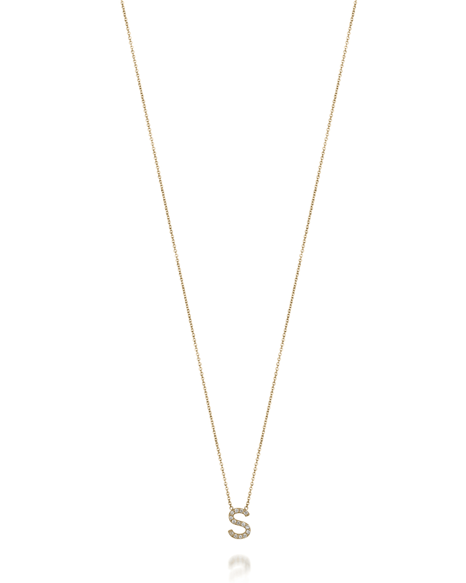 Amelia 14k Gold Initial Diamond Necklace