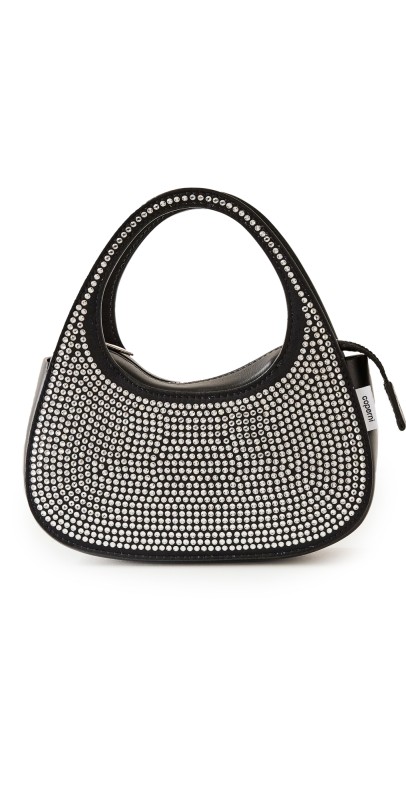 Coperni Crystal Embellished Micro Baguette Swipe Bag Black