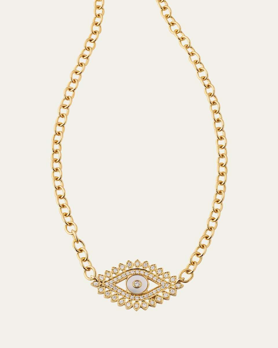 14K Evil Eye Marquise Charm Necklace