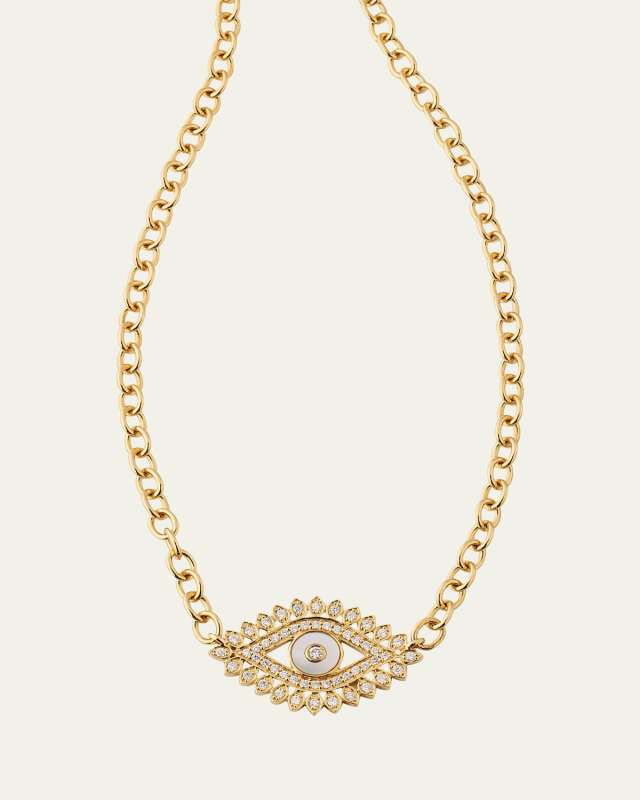 14K Evil Eye Marquise Charm Necklace