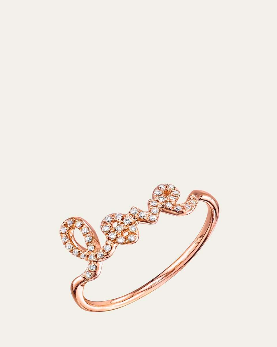 14k Gold Diamond Love Script Ring