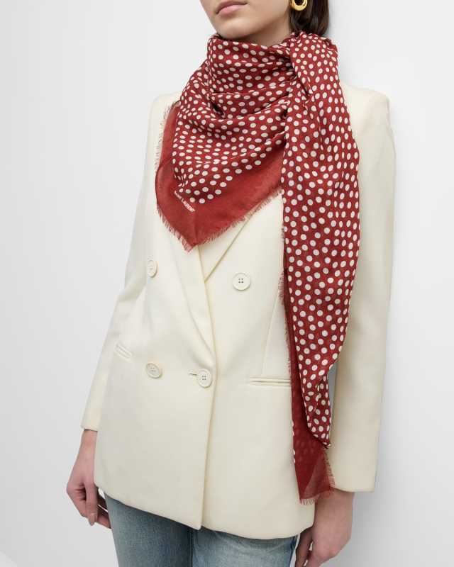 Polka-Dot Modal & Cashmere Scarf