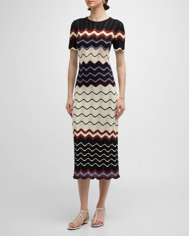 Leighton Pointelle Stripe Knit Midi Dress