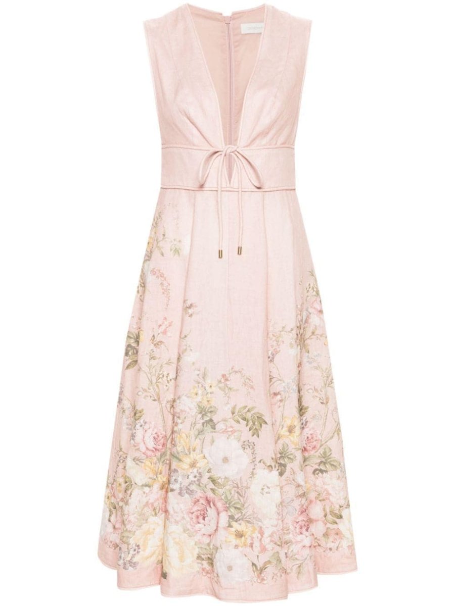 Waverly Plunge linen midi dress