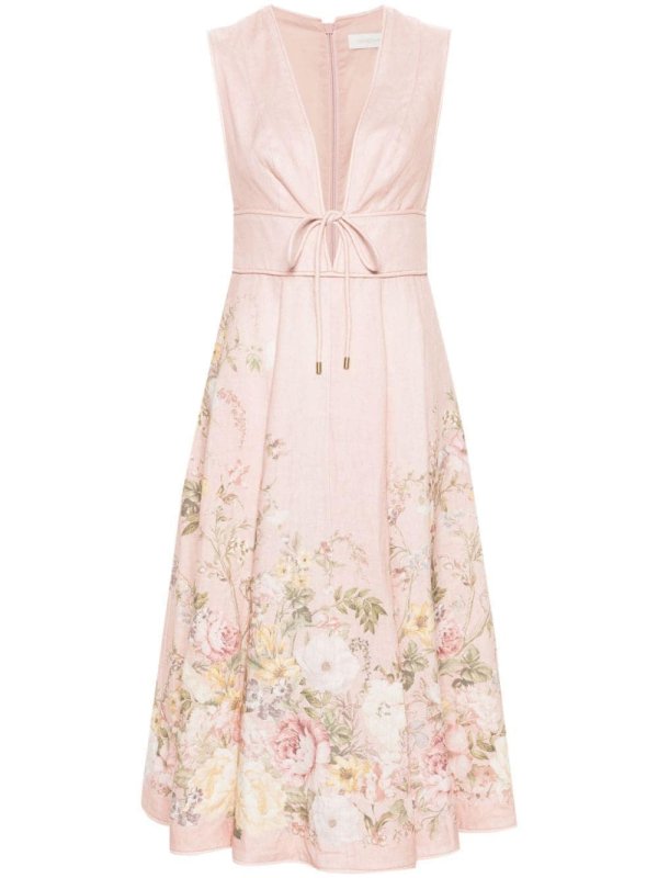 Waverly Plunge linen midi dress