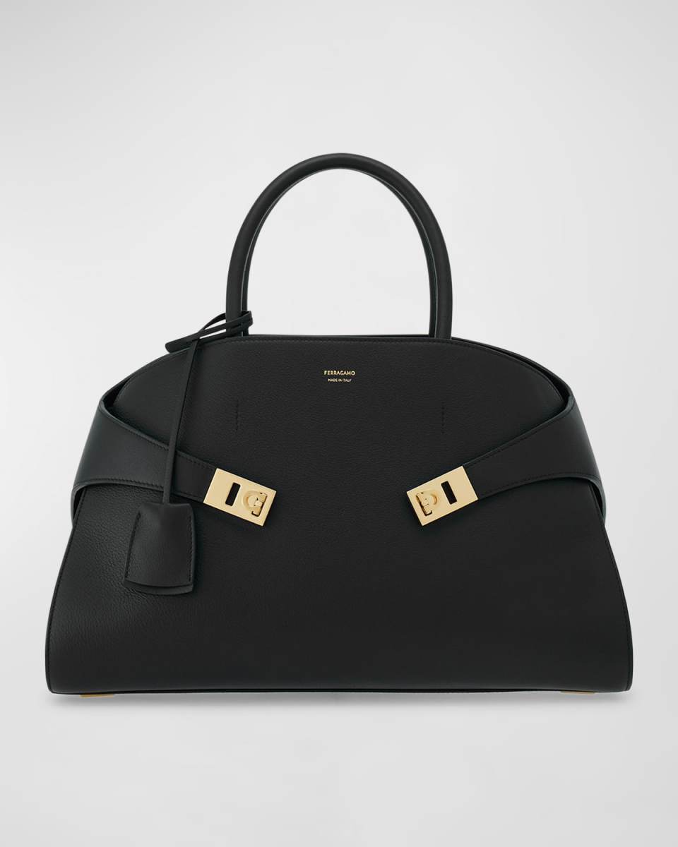 Hug Gancini Medium Leather Top-Handle Bag