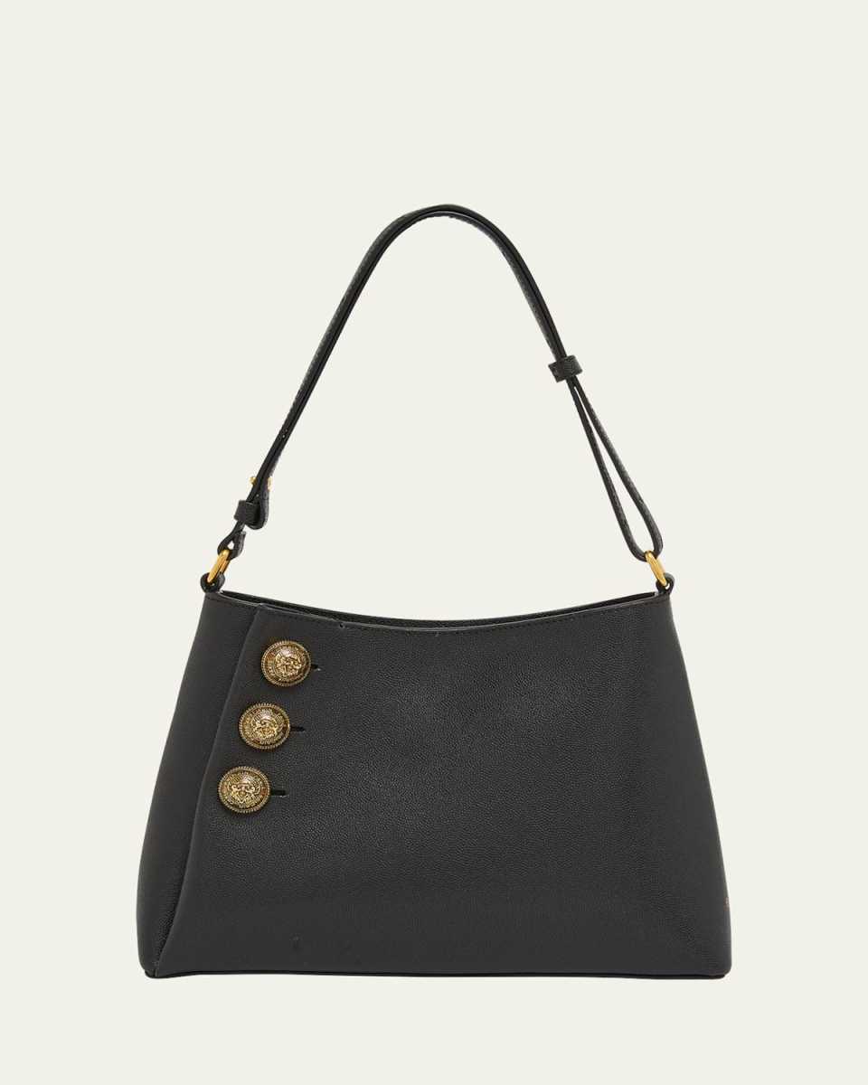 Embleme Shoulder Bag in Grained Leather