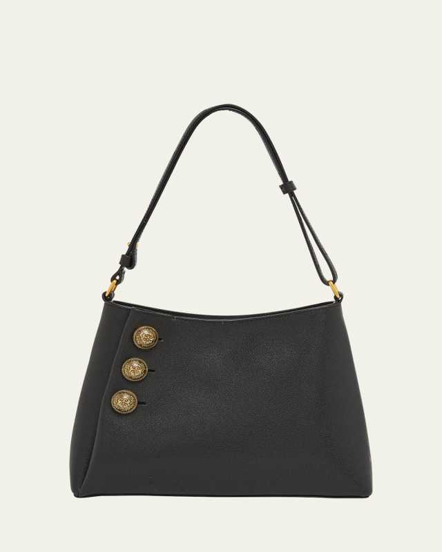 Embleme Shoulder Bag in Grained Leather