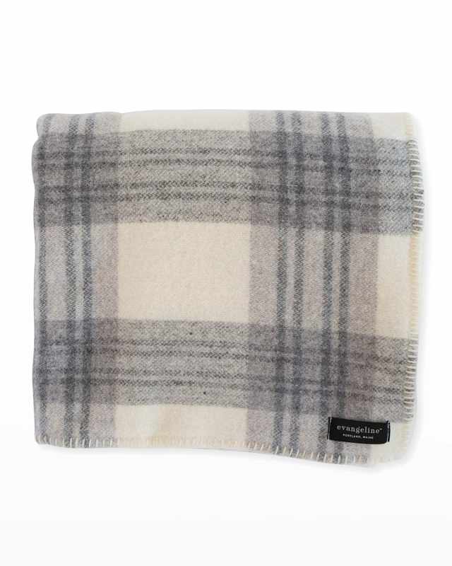 Plaid Merino Wool Blanket, Cream Ledg