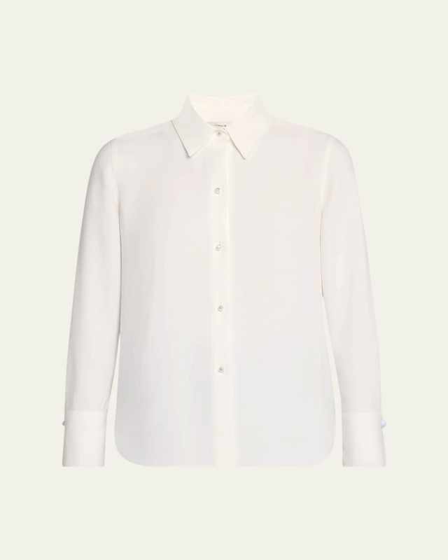 Pearly Long-Sleeve Button-Front Shirt