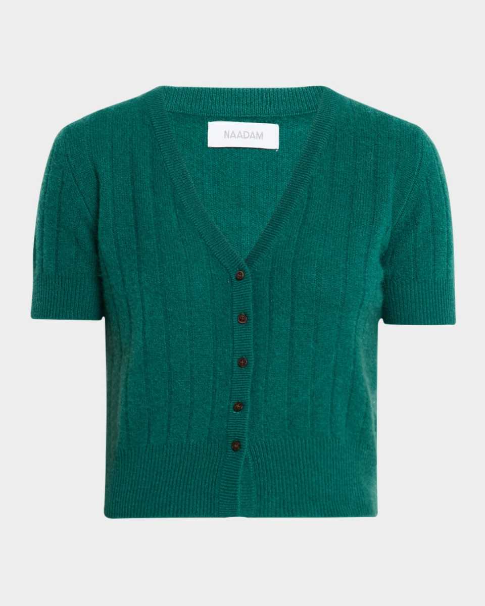 Ribbed Button-Down Cashmere Cardigan