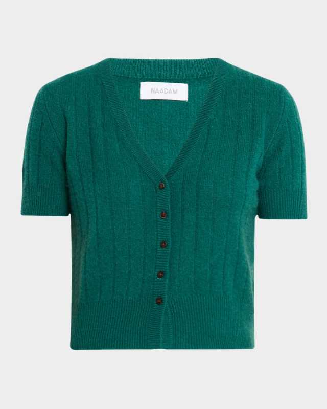 Ribbed Button-Down Cashmere Cardigan