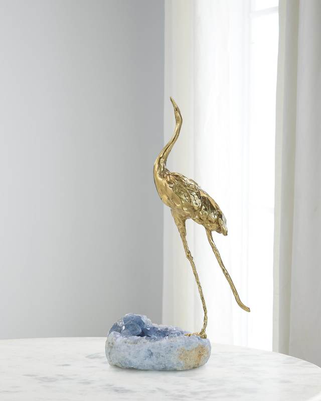 Brass Crane Sculpture on Kyanite I