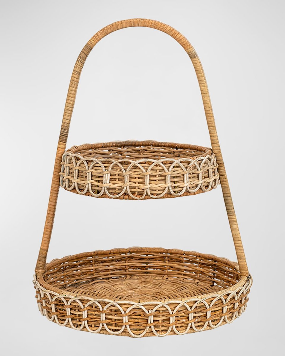 Provence Rattan Two Tiered Server - Whitewash