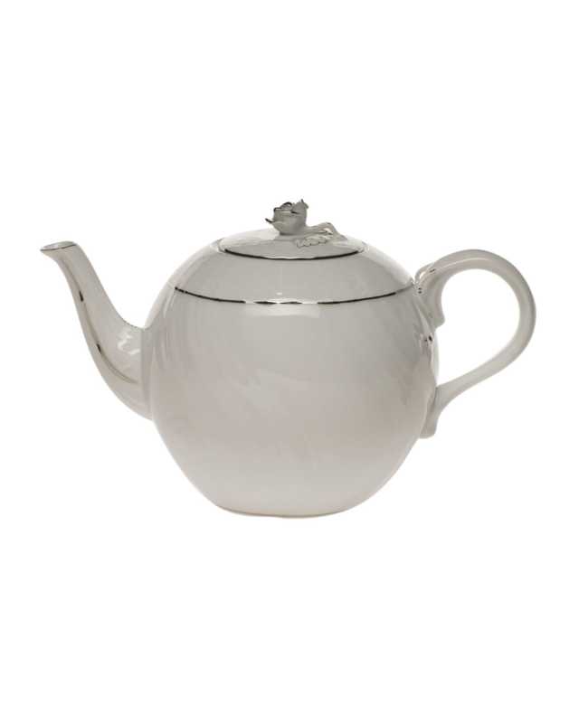 Platinum Edge Teapot with Rose