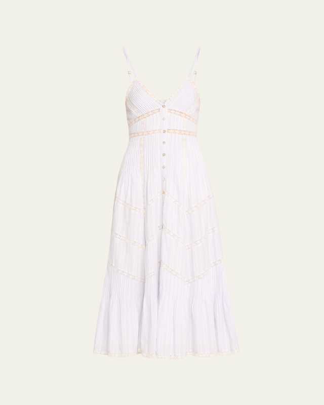Esilda Cotton Lace Spaghetti-Strap Midi Dress
