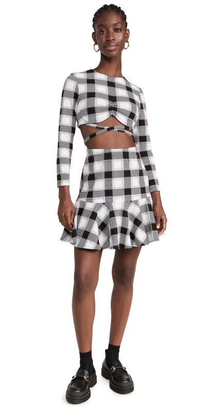 Autumn Adeigbo Beverly Top Black & White Plaid