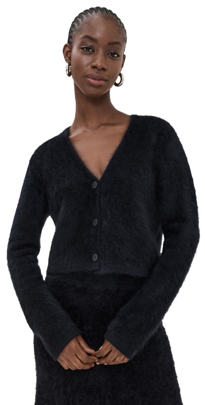 LISA YANG Filippa Cashmere Cardigan Jacket Black Brushed
