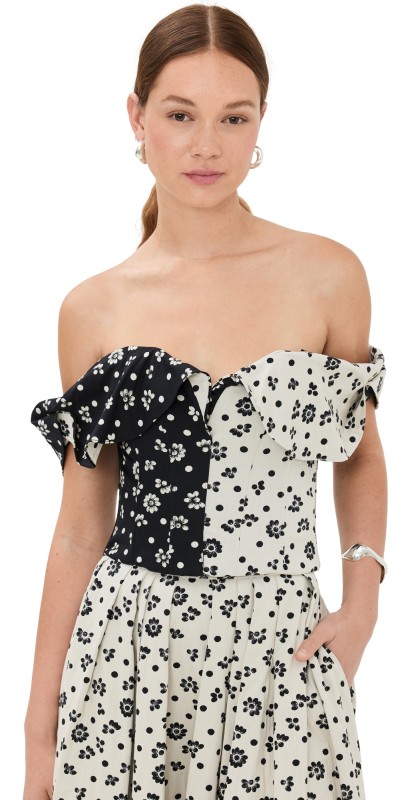Rosie Assoulin Flap Around the Edges Top Black/Cream