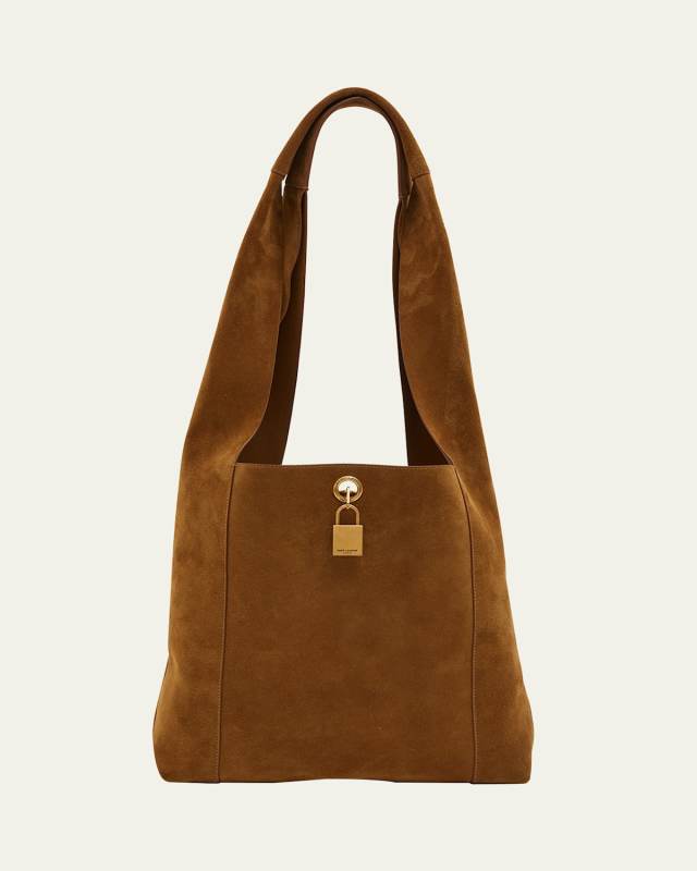 Lock Suede Hobo Bag