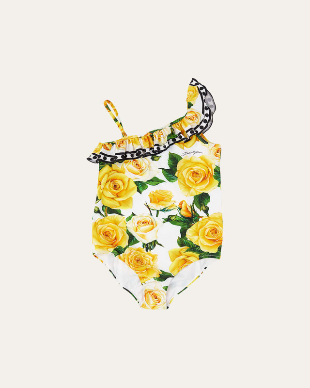 Girl's Flowering One-Piece Swimsuit, Size 2-14