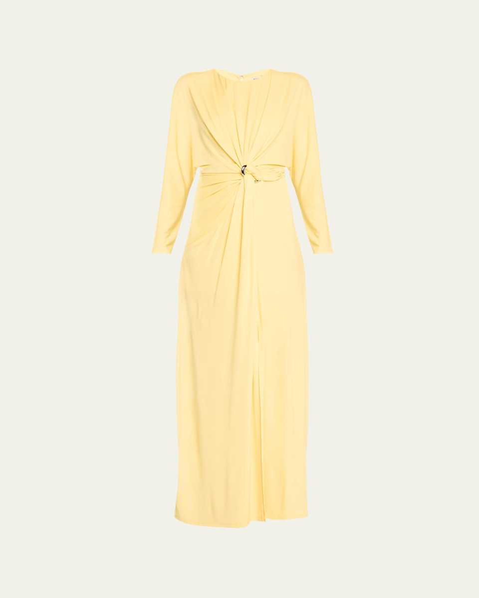 Maisie Long-Sleeve Draped Full-Length Dress