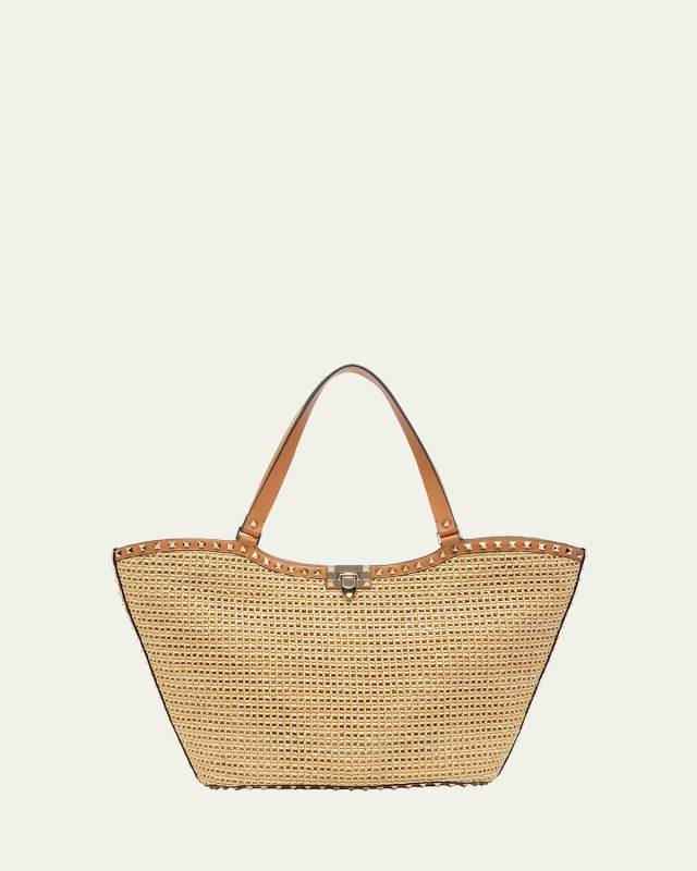 Rockstud Raffia Garden Tote Bag