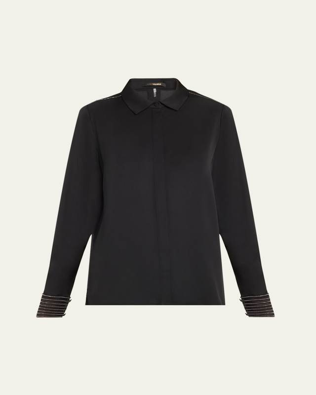 Havana Chain-Trim Silk Blouse