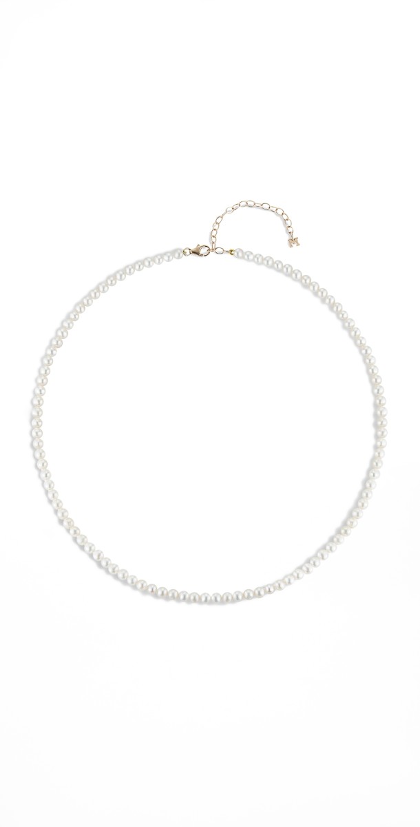 Mateo 4mm Pearl Beaded Choker 14kt Yellow Gold