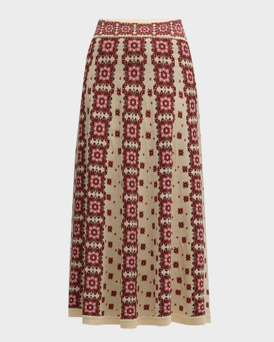 Maxine Medallion Jacquard Knit Midi Skirt